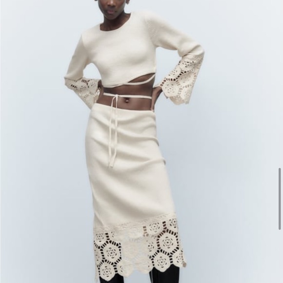 Skirts Zara Knit Skirt And Top Crochet Set New Poshmark